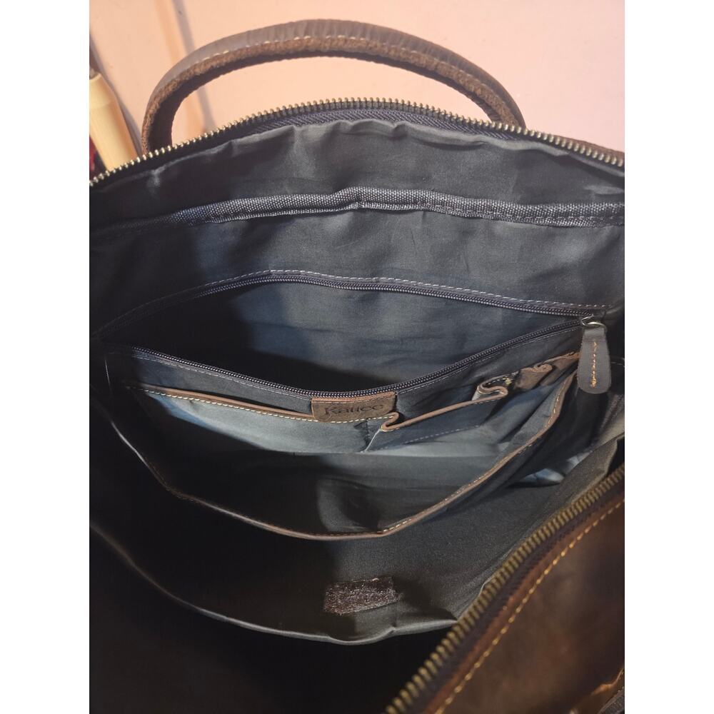Kattee Leather Messenger Laptop Briefcase Dark Brown 17in Lots Of Storage! - Picture 9 of 10